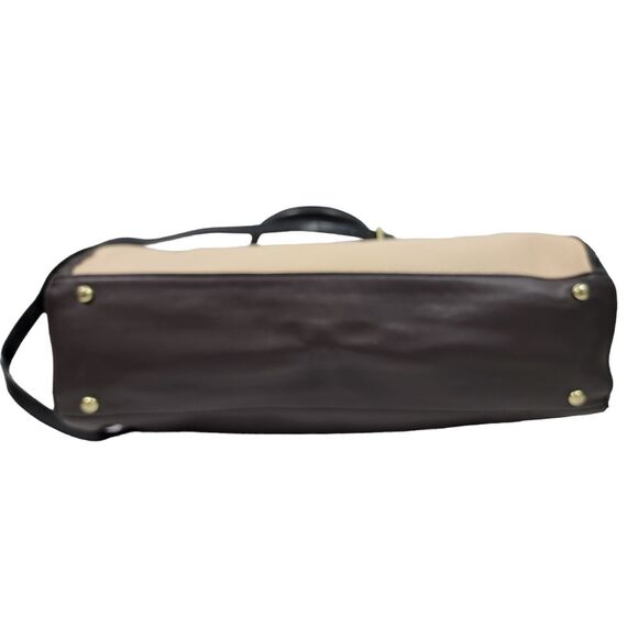 Tutilo Tan Black 15" Laptop Tablet Leather Pebbled Tote Bag - Picture 8 of 13